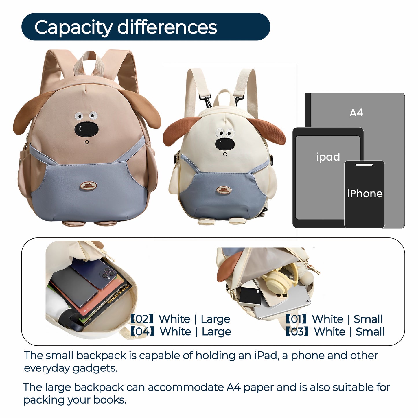【Zenpy】Women's Backpack Versatile Large Capacity Lovely Puppy Backpack For Girls Can Store iPad